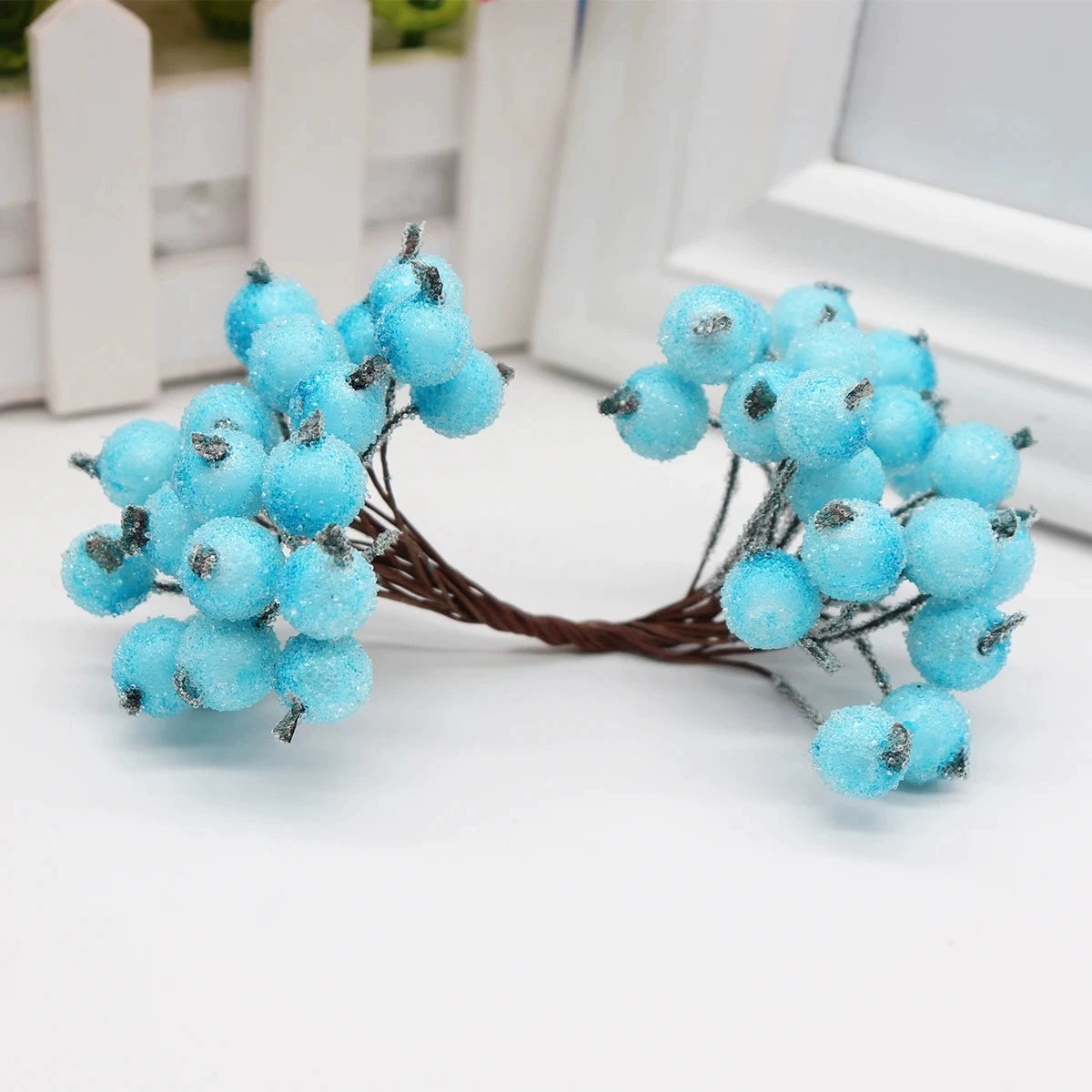 Künstliche Beerenblüten, 1,2 cm Durchmesser, langlebig, 14 cm lang, 13 Farben, ideal für Hochzeiten, Floristen, DIY-Geschenke, Tischdekoration