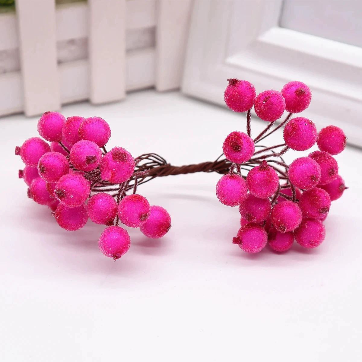 Künstliche Beerenblüten, 1,2 cm Durchmesser, langlebig, 14 cm lang, 13 Farben, ideal für Hochzeiten, Floristen, DIY-Geschenke, Tischdekoration