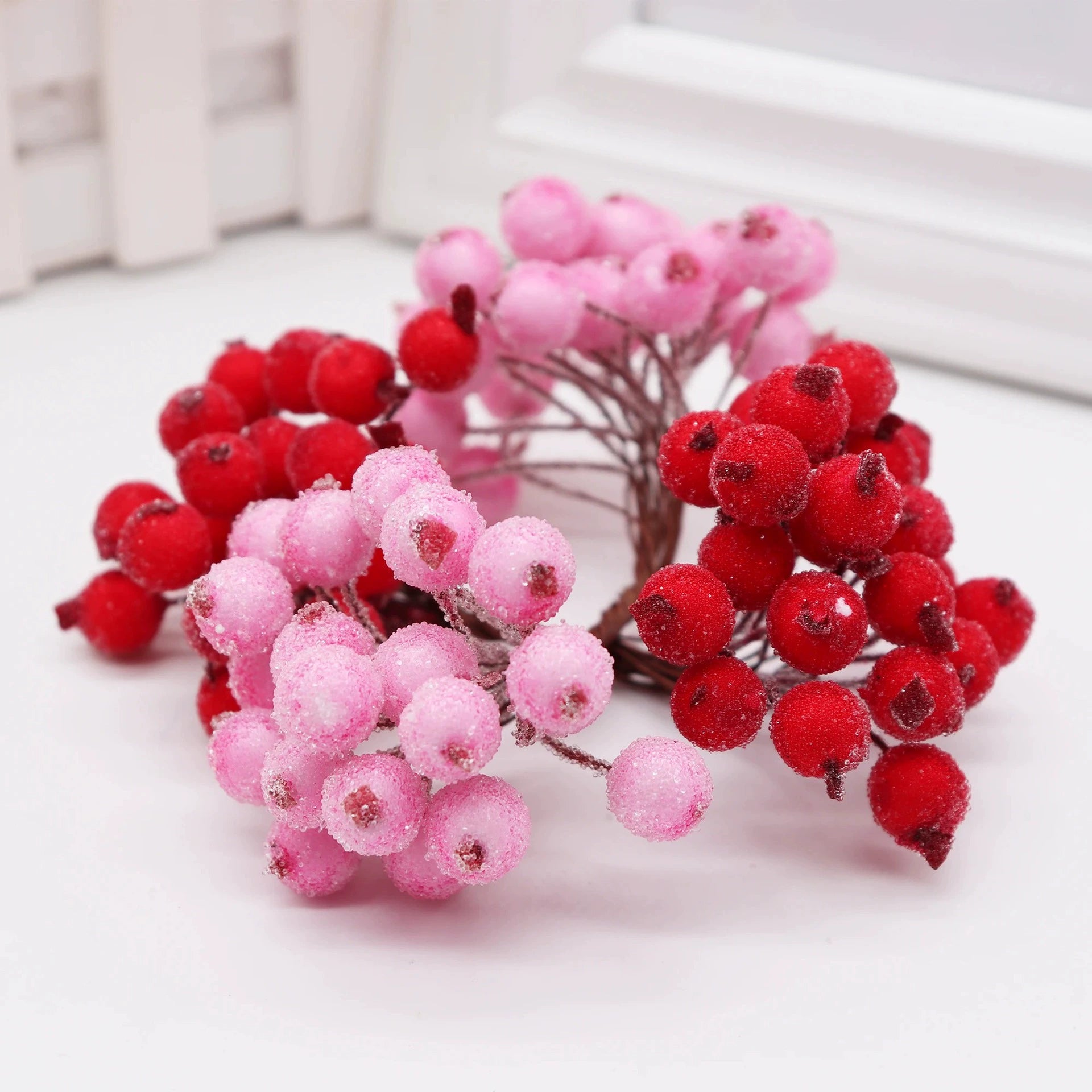 Künstliche Beerenblüten, 1,2 cm Durchmesser, langlebig, 14 cm lang, 13 Farben, ideal für Hochzeiten, Floristen, DIY-Geschenke, Tischdekoration