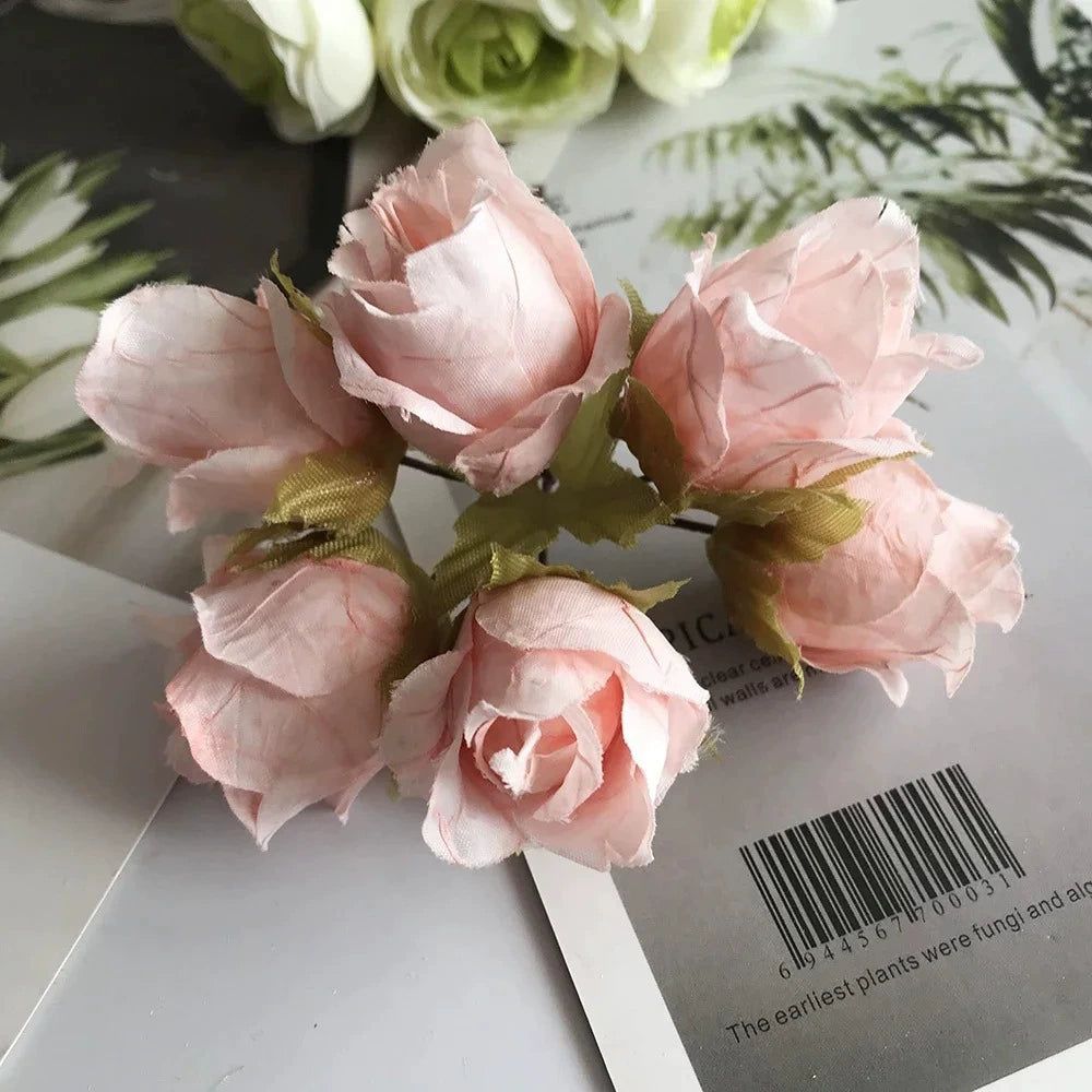 Künstlicher Rosenbund 11cm, 9 Vintage-Farben, Täuschend Echte Seidenblumen für DIY, Hochzeit, Ansteckblume, Gestecke & Tischdeko