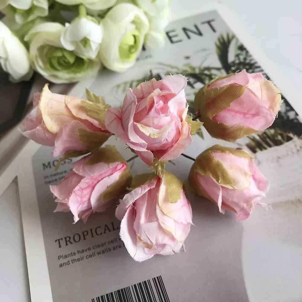 Künstlicher Rosenbund 11cm, 9 Vintage-Farben, Täuschend Echte Seidenblumen für DIY, Hochzeit, Ansteckblume, Gestecke & Tischdeko