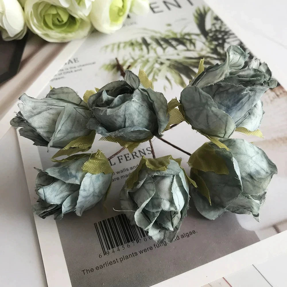 Künstlicher Rosenbund 11cm, 9 Vintage-Farben, Täuschend Echte Seidenblumen für DIY, Hochzeit, Ansteckblume, Gestecke & Tischdeko