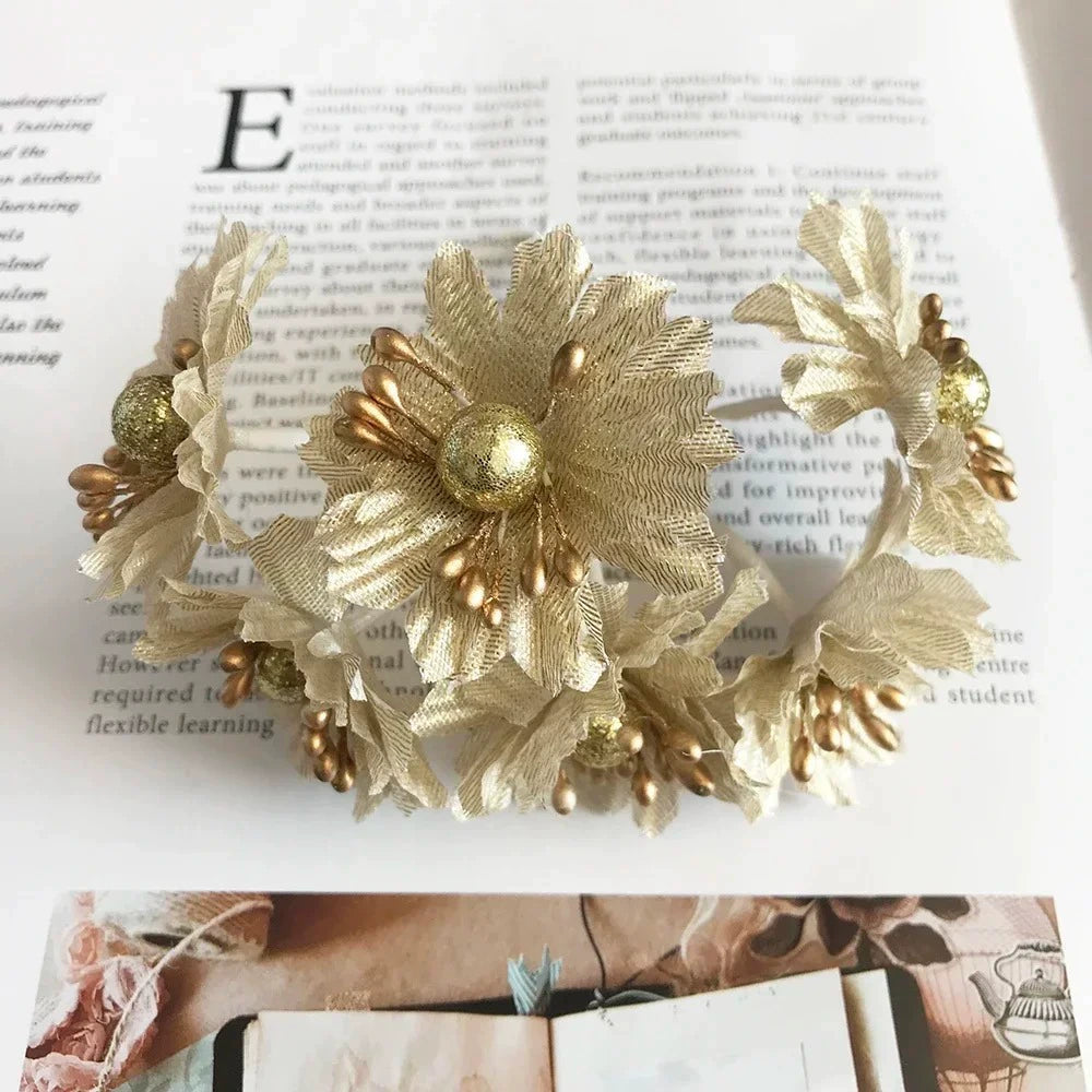 Künstliche Pfingstrose Blumenstrauß, 11 cm, realistische Optik, Gold und Silber, ideal für Hochzeiten, Dekoration, Geschenke