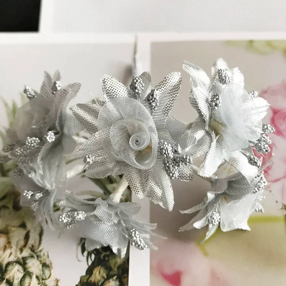Künstliche Pfingstrose Blumenstrauß, 11 cm, realistische Optik, Gold und Silber, ideal für Hochzeiten, Dekoration, Geschenke