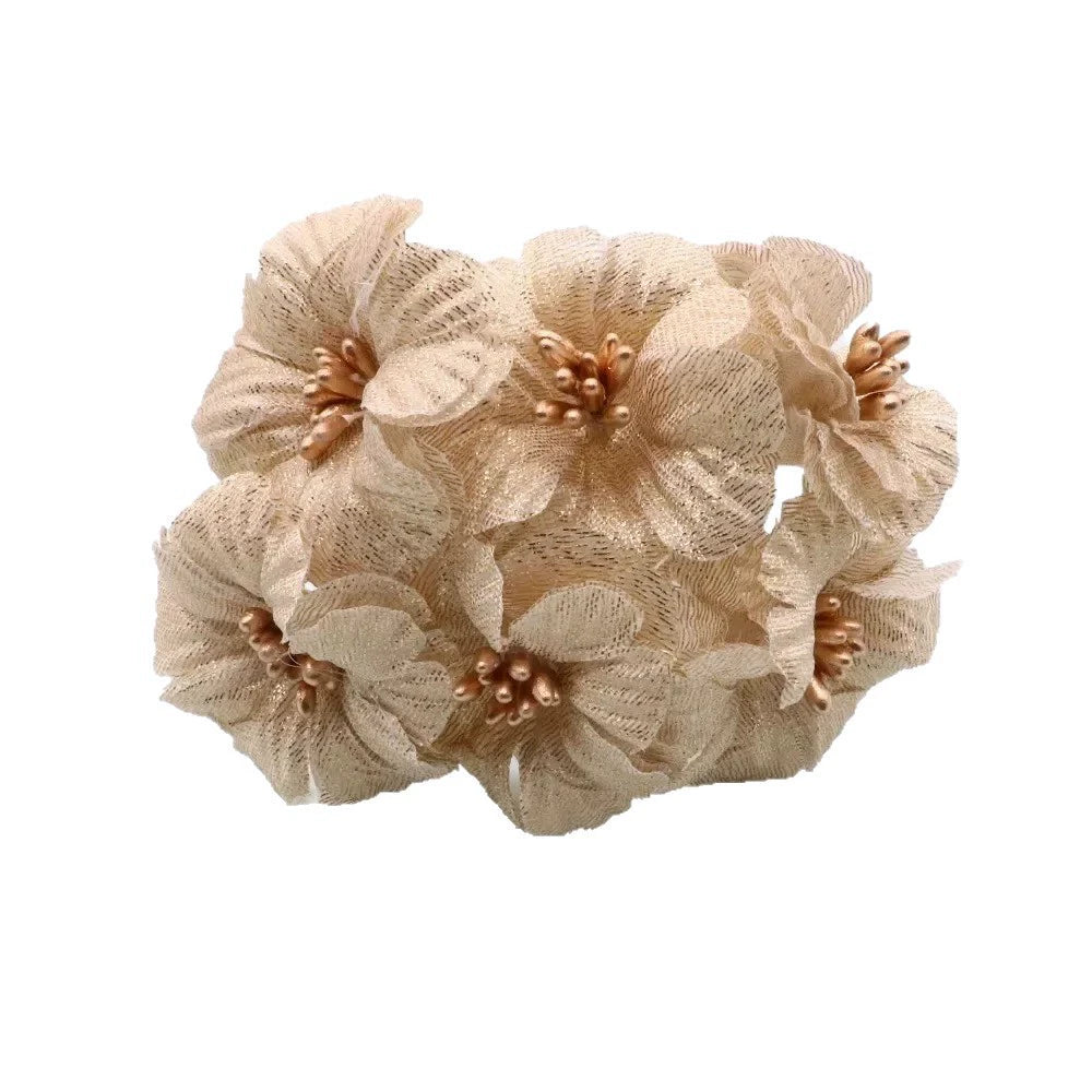 Künstliche Pfingstrose Blumenstrauß, 11 cm, realistische Optik, Gold und Silber, ideal für Hochzeiten, Dekoration, Geschenke