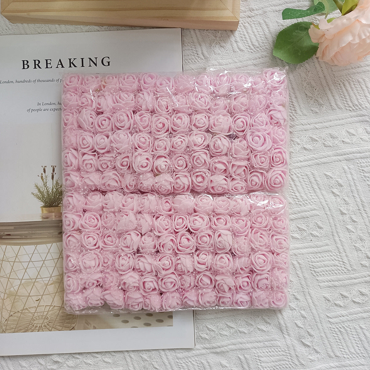 144x Mini Rosenköpfe 2,5 cm, PE Schaumrosen mit Spitze, Künstliche Blumen für Hochzeit, DIY & Gestecke, Großpackung für Floristik & Deko