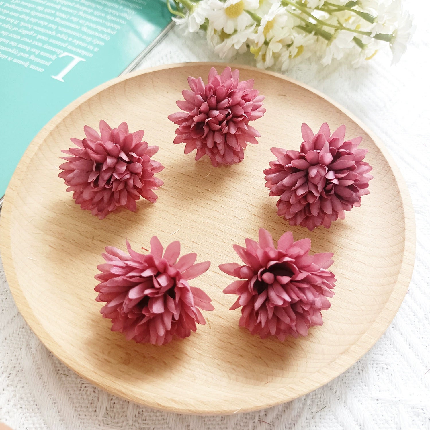 Künstliche Wildblumen Blütenköpfe 4cm, 10 Farben, Realistische Seidenblumen zum Basteln, DIY Gestecke, Hochzeitsdeko, Ansteckblume