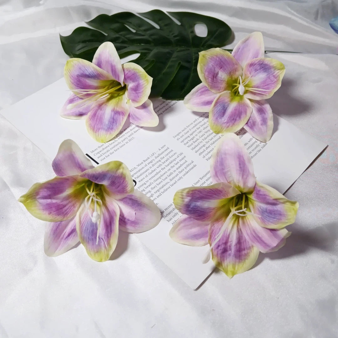 Künstliche Lilienblüten, 10 cm Durchmesser, realistische Optik, ideal für Hochzeiten, DIY Dekorationen, Blumenarrangements, Tischdekoration