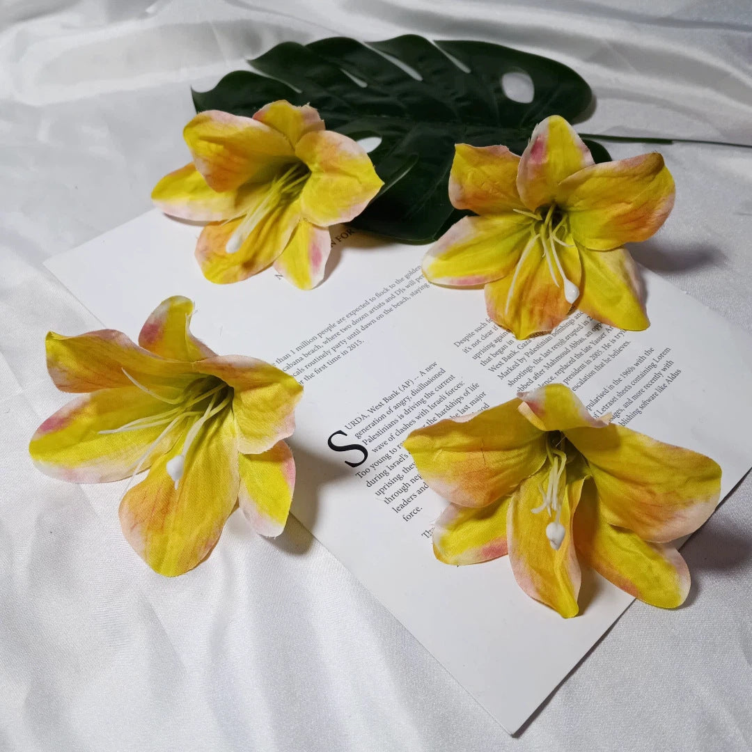 Künstliche Lilienblüten, 10 cm Durchmesser, realistische Optik, ideal für Hochzeiten, DIY Dekorationen, Blumenarrangements, Tischdekoration