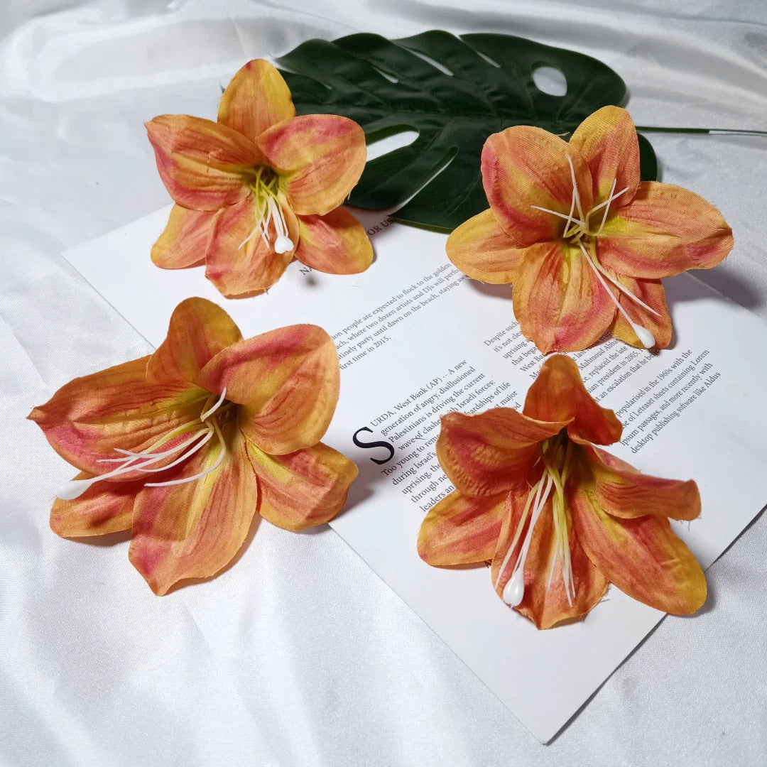 Künstliche Lilienblüten, 10 cm Durchmesser, realistische Optik, ideal für Hochzeiten, DIY Dekorationen, Blumenarrangements, Tischdekoration