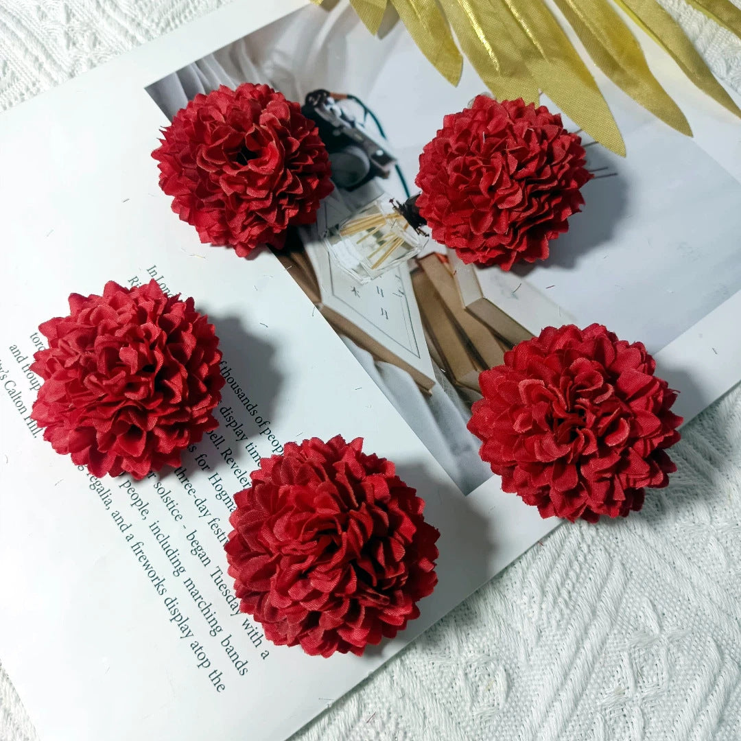 Echte-Look Kissen-Chrysanthemen, 5 cm Durchmesser, ideal für Hochzeiten, DIY-Haaraccessoires, Dekoration, langlebig und pflegeleicht