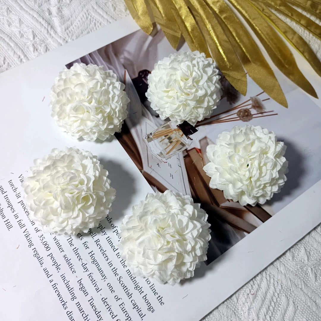 Echte-Look Kissen-Chrysanthemen, 5 cm Durchmesser, ideal für Hochzeiten, DIY-Haaraccessoires, Dekoration, langlebig und pflegeleicht