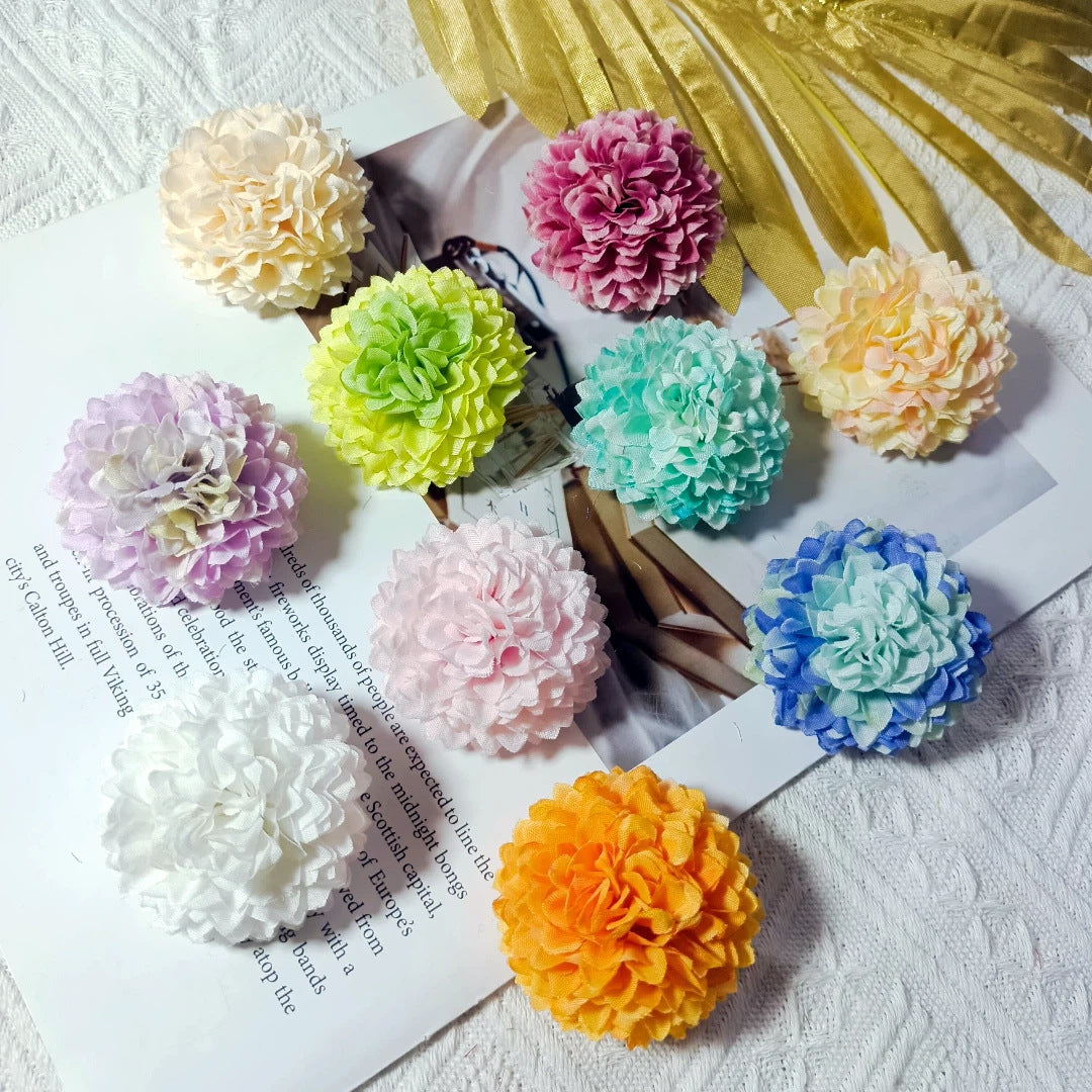 Echte-Look Kissen-Chrysanthemen, 5 cm Durchmesser, ideal für Hochzeiten, DIY-Haaraccessoires, Dekoration, langlebig und pflegeleicht