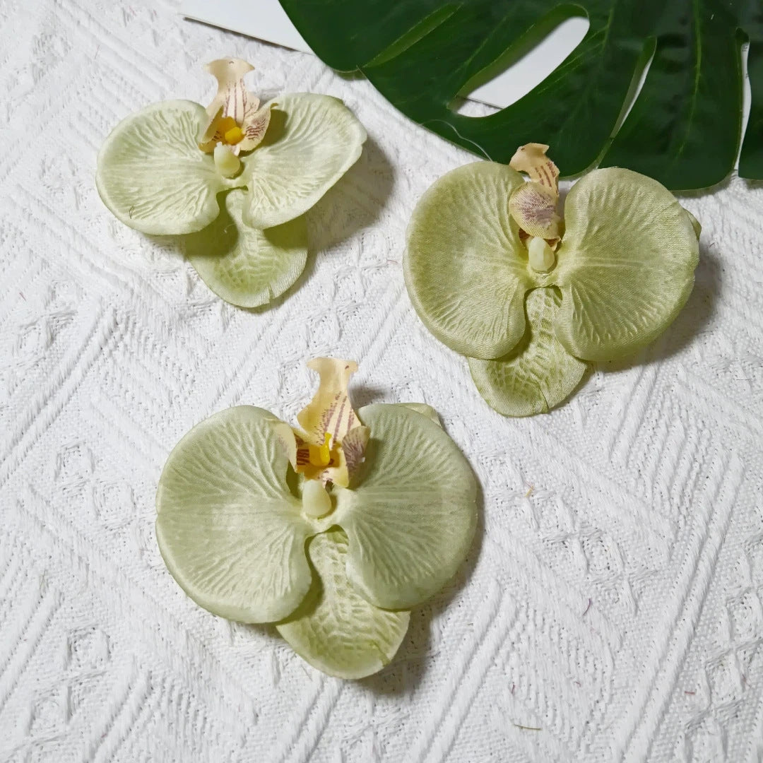 8cm Realistische Kunstorchidee Haarclip, Hochzeitsdekoration, DIY Blüten für Brautsträuße, Tischdeko, Geschenkverpackung