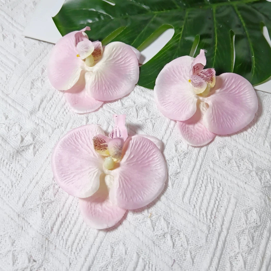 8cm Realistische Kunstorchidee Haarclip, Hochzeitsdekoration, DIY Blüten für Brautsträuße, Tischdeko, Geschenkverpackung
