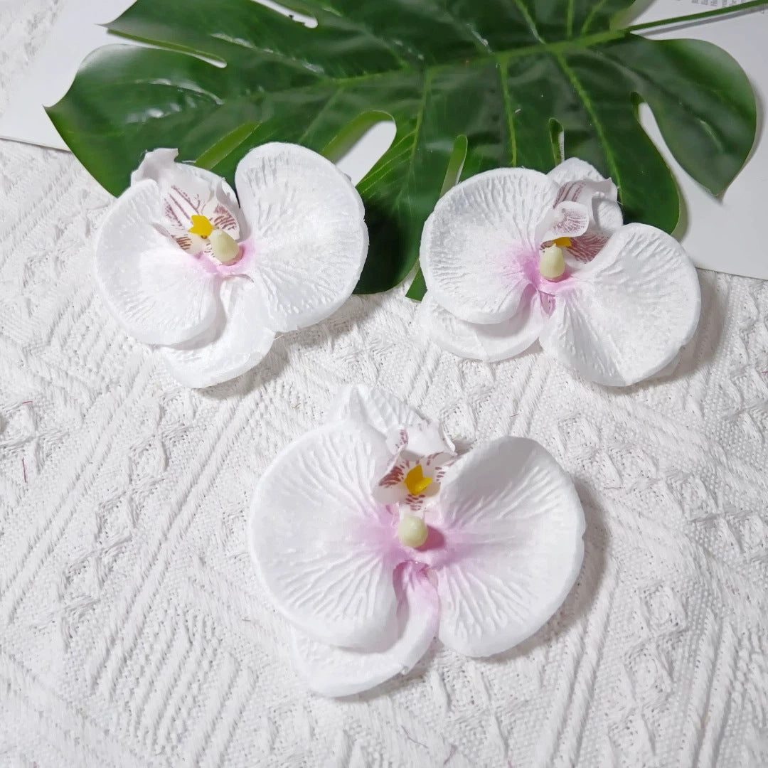 8cm Realistische Kunstorchidee Haarclip, Hochzeitsdekoration, DIY Blüten für Brautsträuße, Tischdeko, Geschenkverpackung