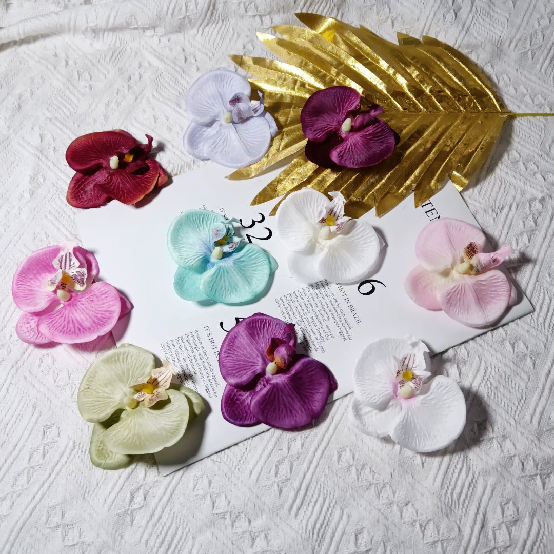 8cm Realistische Kunstorchidee Haarclip, Hochzeitsdekoration, DIY Blüten für Brautsträuße, Tischdeko, Geschenkverpackung