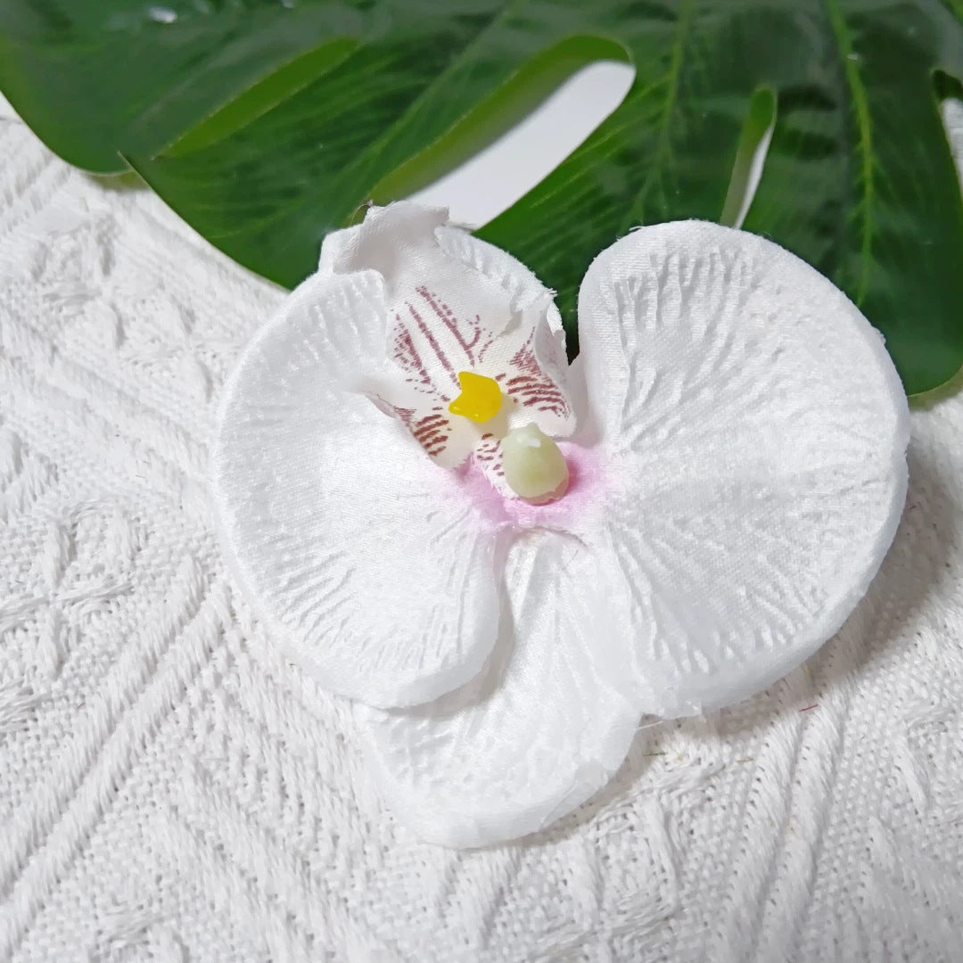 8cm Realistische Kunstorchidee Haarclip, Hochzeitsdekoration, DIY Blüten für Brautsträuße, Tischdeko, Geschenkverpackung