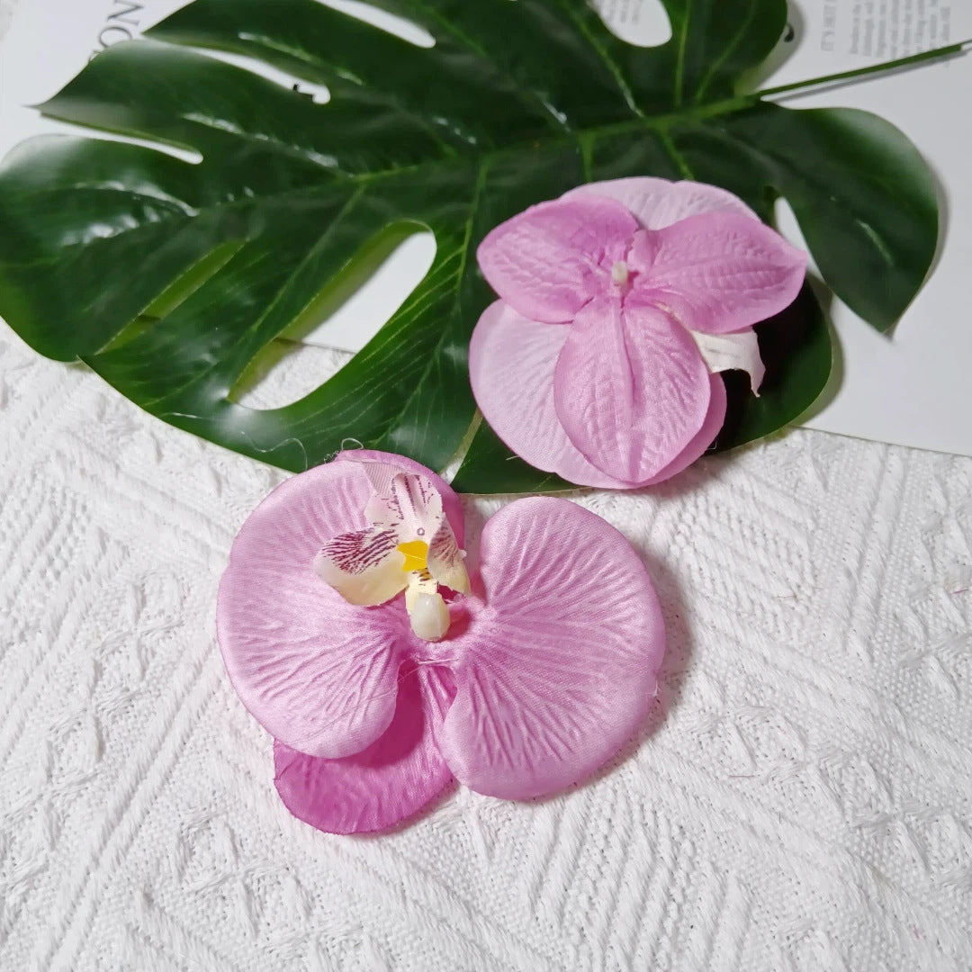 8cm Realistische Kunstorchidee Haarclip, Hochzeitsdekoration, DIY Blüten für Brautsträuße, Tischdeko, Geschenkverpackung
