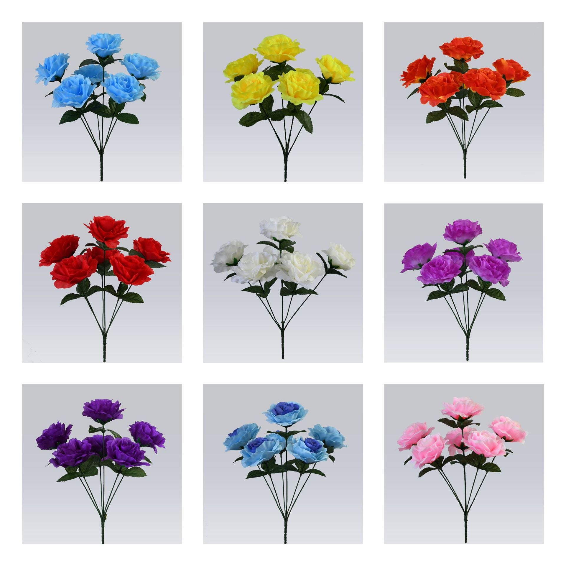 Künstlicher Rosenstrauß mit 6 Edelrosen, 36 cm, Täuschend Echte Kunstblumen mit Großen Blüten (Ø 10 cm), für Vase, Hochzeit & Floristik