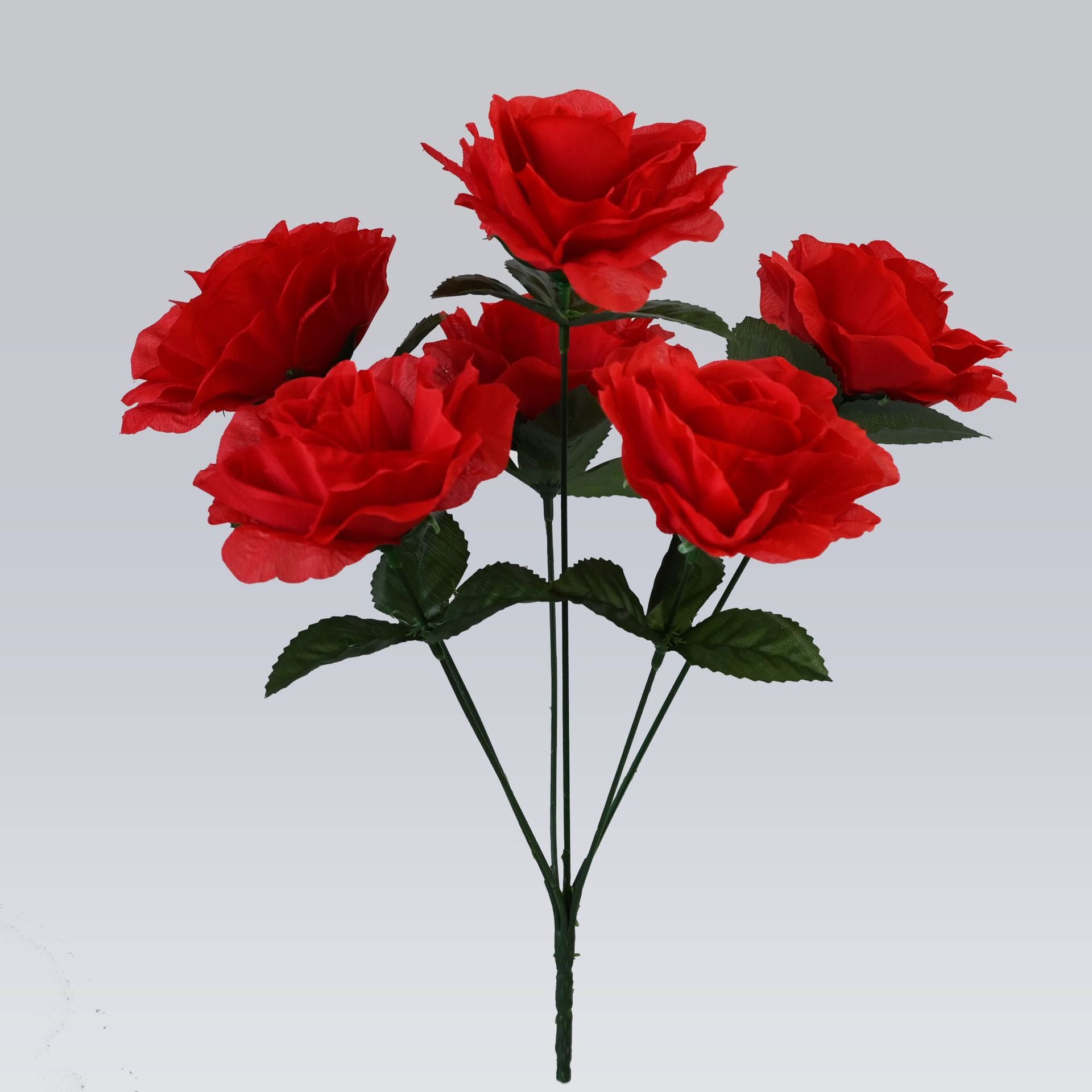 Künstlicher Rosenstrauß mit 6 Edelrosen, 36 cm, Täuschend Echte Kunstblumen mit Großen Blüten (Ø 10 cm), für Vase, Hochzeit & Floristik