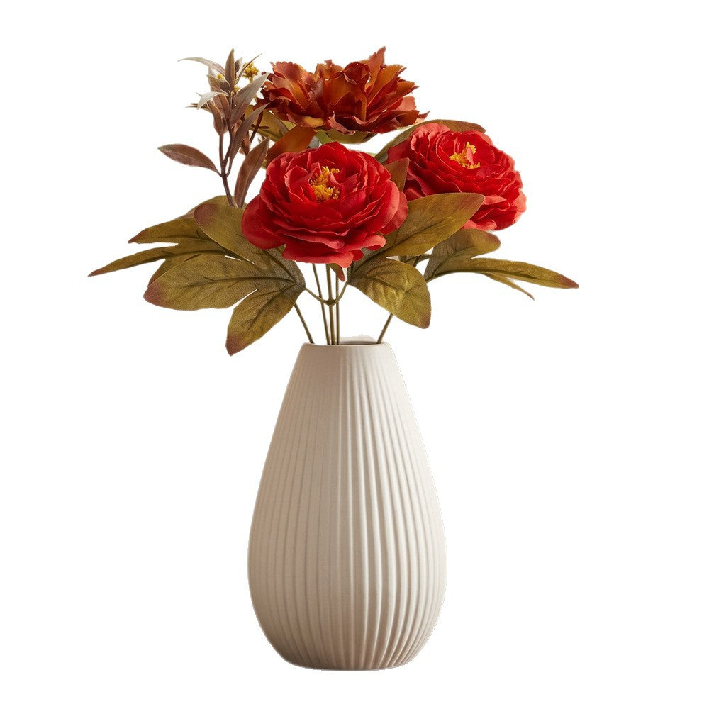 Kunstblumen Wildblumenstrauß 32 cm, Naturgetreue Seidenblumen in Herbsttönen, für Tischdeko, Hochzeit, Gestecke & als langlebiger Grabschmuck