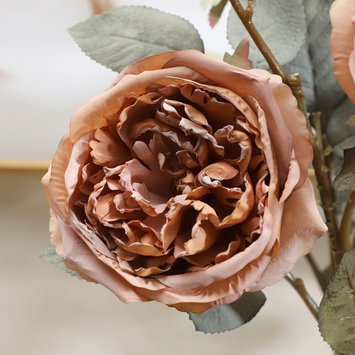 Künstlicher Herbst-Rosenstrauß 72 cm, realistisch, in warmen Farben, perfekt für Hochzeiten, Tischdekoration, Café- und Hotelgestaltung