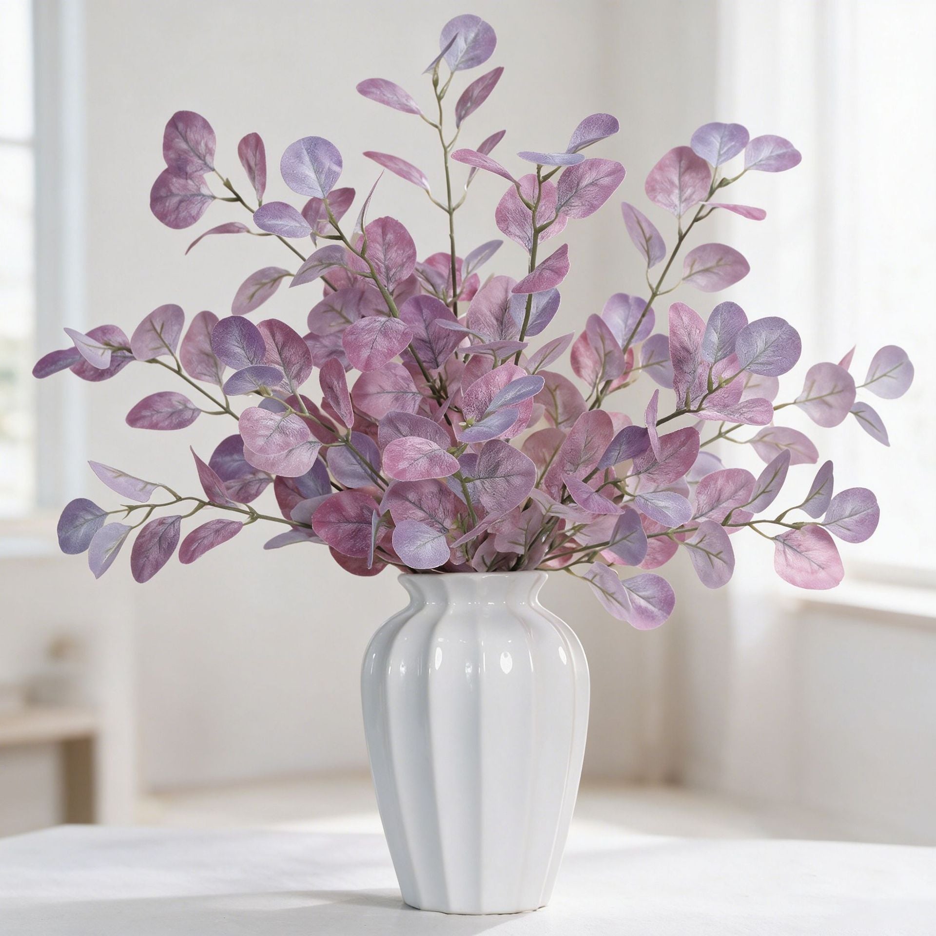 Eukalyptuszweig Herbst 85 cm, Täuschend Echter Kunstzweig, Real-Touch Deko für Vase, Hochzeit & Floristik, Silberdollar-Eukalyptus