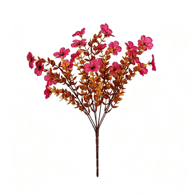 12x Eukalyptus & Veilchen Kunstblumen-Strauß (35cm), Täuschend echt in Herbstfarben, Ideal für Deko, Hochzeit, Gastronomie & Floristik