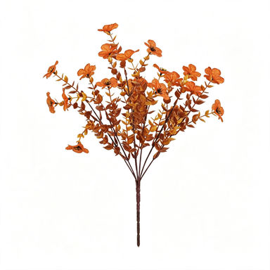 12x Eukalyptus & Veilchen Kunstblumen-Strauß (35cm), Täuschend echt in Herbstfarben, Ideal für Deko, Hochzeit, Gastronomie & Floristik