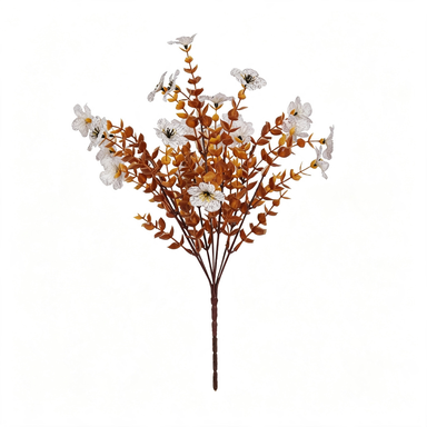 12x Eukalyptus & Veilchen Kunstblumen-Strauß (35cm), Täuschend echt in Herbstfarben, Ideal für Deko, Hochzeit, Gastronomie & Floristik