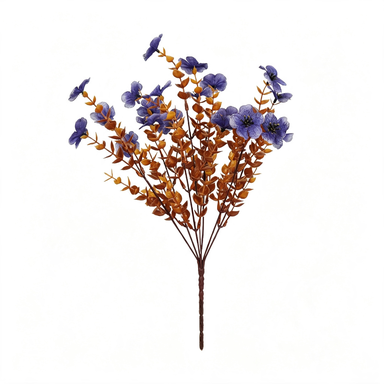 12x Eukalyptus & Veilchen Kunstblumen-Strauß (35cm), Täuschend echt in Herbstfarben, Ideal für Deko, Hochzeit, Gastronomie & Floristik