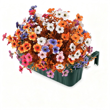 12x Eukalyptus & Veilchen Kunstblumen-Strauß (35cm), Täuschend echt in Herbstfarben, Ideal für Deko, Hochzeit, Gastronomie & Floristik