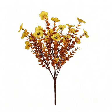 12x Eukalyptus & Veilchen Kunstblumen-Strauß (35cm), Täuschend echt in Herbstfarben, Ideal für Deko, Hochzeit, Gastronomie & Floristik