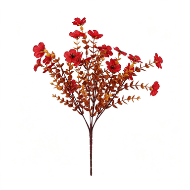 12x Eukalyptus & Veilchen Kunstblumen-Strauß (35cm), Täuschend echt in Herbstfarben, Ideal für Deko, Hochzeit, Gastronomie & Floristik