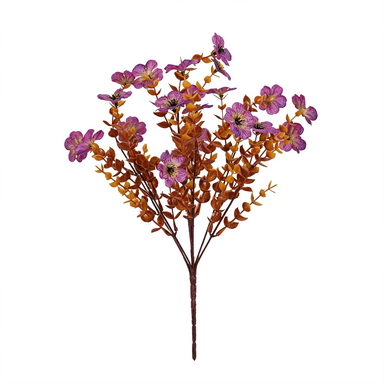 12x Eukalyptus & Veilchen Kunstblumen-Strauß (35cm), Täuschend echt in Herbstfarben, Ideal für Deko, Hochzeit, Gastronomie & Floristik