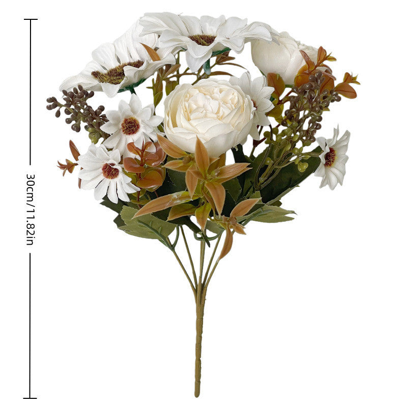 Künstliche Sonnenblume und Pfingstrose, 30 cm, täuschend echt, für Hochzeiten, Dekoration, Inneneinrichtung, langlebig, pflegeleicht