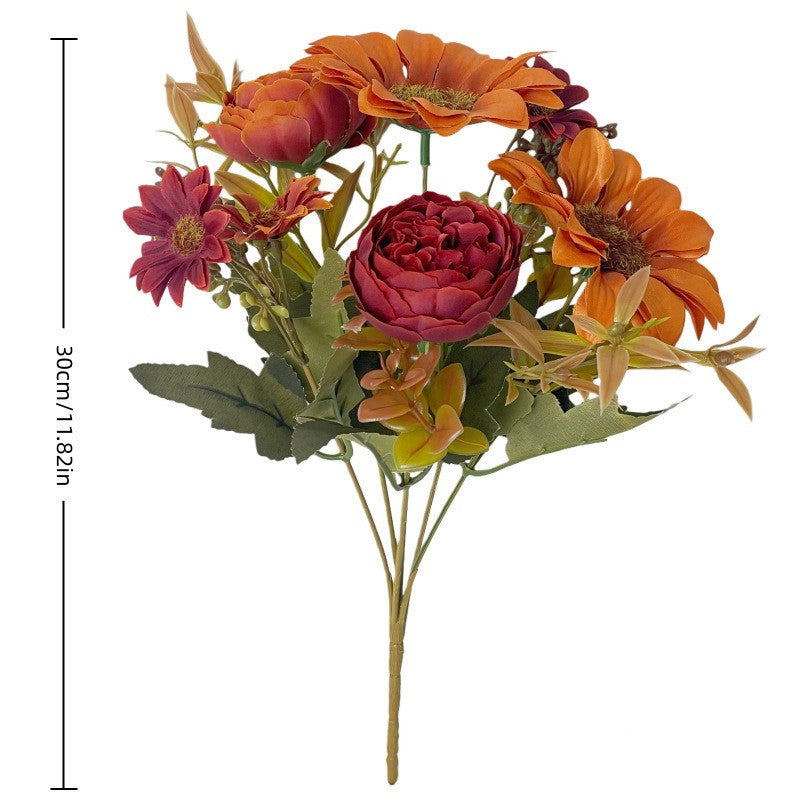 Künstliche Sonnenblume und Pfingstrose, 30 cm, täuschend echt, für Hochzeiten, Dekoration, Inneneinrichtung, langlebig, pflegeleicht