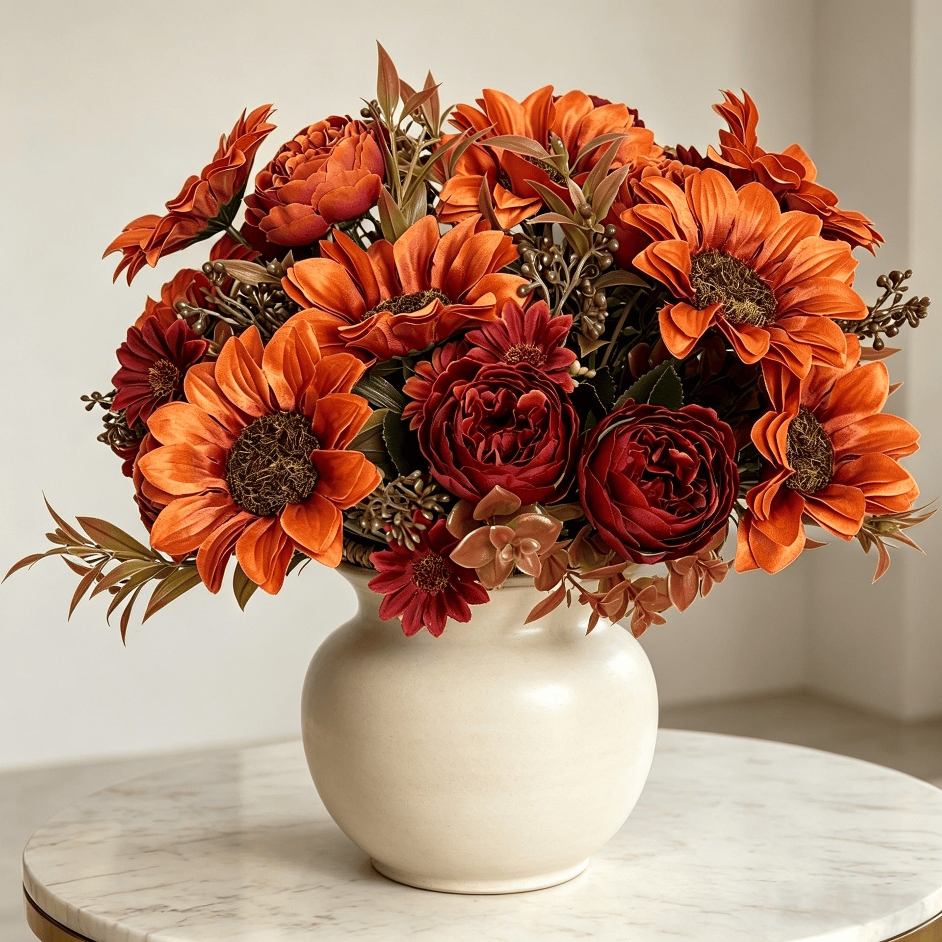 Künstliche Sonnenblume und Pfingstrose, 30 cm, täuschend echt, für Hochzeiten, Dekoration, Inneneinrichtung, langlebig, pflegeleicht