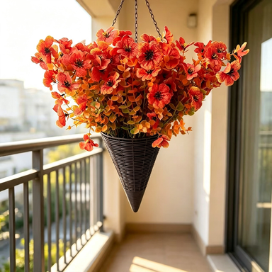Herbstliche Kunstblumen Eukalyptus und Violette, 36 cm, realistische Optik, ideal für Hochzeiten, Innendekoration, Café- und Einzelhandelsgestaltung