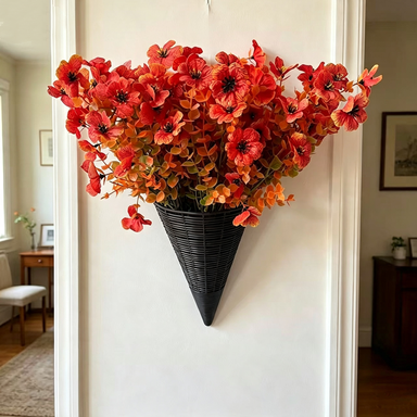 Herbstliche Kunstblumen Eukalyptus und Violette, 36 cm, realistische Optik, ideal für Hochzeiten, Innendekoration, Café- und Einzelhandelsgestaltung