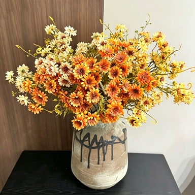 Kunstblumen Wilde Gänseblümchen, 70 cm Stiel in Herbstfarben, Täuschend Echt, für Vase, Hochzeit, Floristik & Gewerbe