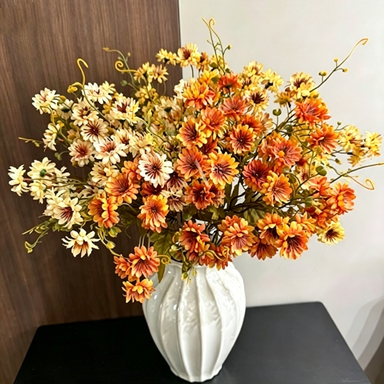Kunstblumen Wilde Gänseblümchen, 70 cm Stiel in Herbstfarben, Täuschend Echt, für Vase, Hochzeit, Floristik & Gewerbe