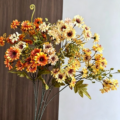 Kunstblumen Wilde Gänseblümchen, 70 cm Stiel in Herbstfarben, Täuschend Echt, für Vase, Hochzeit, Floristik & Gewerbe