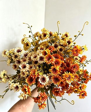 Kunstblumen Wilde Gänseblümchen, 70 cm Stiel in Herbstfarben, Täuschend Echt, für Vase, Hochzeit, Floristik & Gewerbe