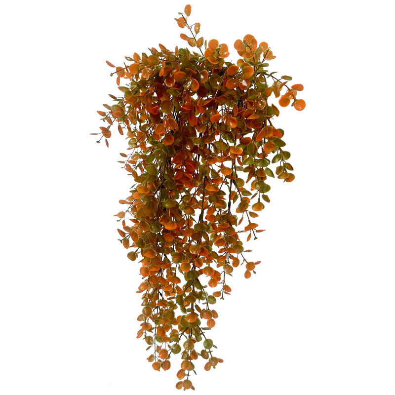Eukalyptus Hängend Künstlich, 76 cm Hängepflanze in Herbstfarben, Täuschend Echte Wanddeko für Zuhause, Hochzeit, Gastronomie & Balkon