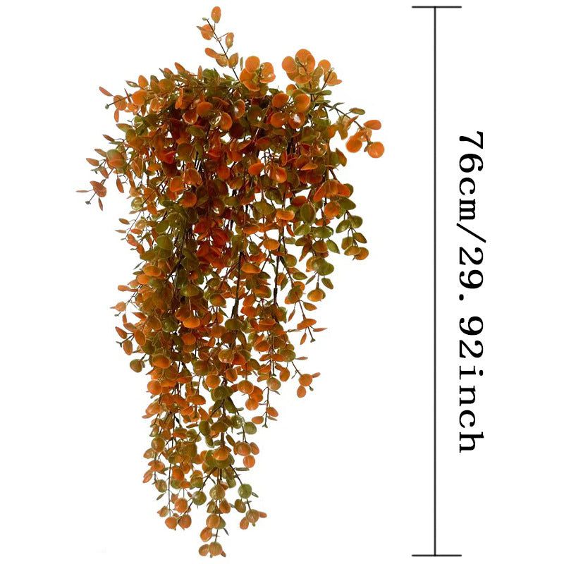 Eukalyptus Hängend Künstlich, 76 cm Hängepflanze in Herbstfarben, Täuschend Echte Wanddeko für Zuhause, Hochzeit, Gastronomie & Balkon