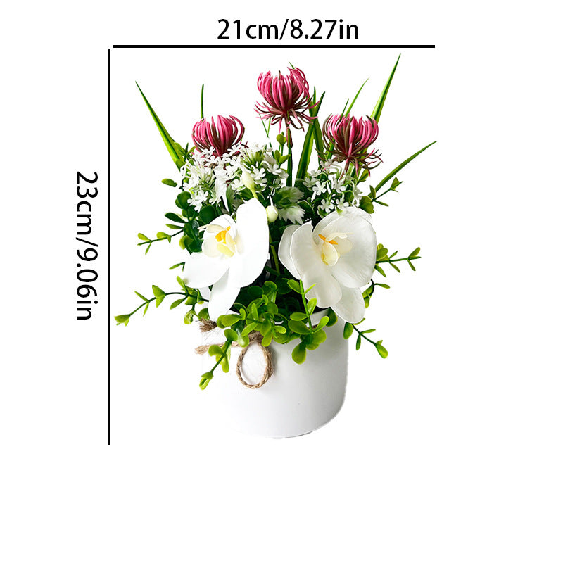 Künstliche Orchidee Phalaenopsis im Topf, 23 cm, Real-Touch Kunstblume, Naturgetreues Gesteck für Tischdeko, Fensterbank, Büro & Hochzeit