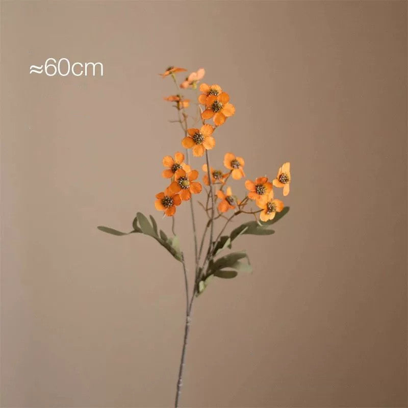 Kunstblumen Pflaumenblüten Zweig 60cm, Täuschend Echt im Vintage-Stil, Dekozweig für Vase, Tischdeko, Hochzeit, Langlebiger Seidenblumen-Strauß