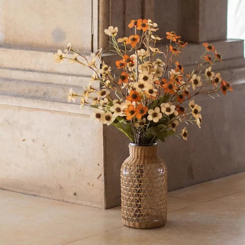 Kunstblumen Pflaumenblüten Zweig 60cm, Täuschend Echt im Vintage-Stil, Dekozweig für Vase, Tischdeko, Hochzeit, Langlebiger Seidenblumen-Strauß